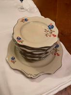 Gebakstel Cambridge Ivory met zilveren randje, Antiek en Kunst, Antiek | Servies compleet, Ophalen of Verzenden