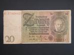 20 Reichsmark 1929 Duitsland p-181a (02) WW2, Postzegels en Munten, Bankbiljetten | Europa | Niet-Eurobiljetten, Los biljet, Duitsland
