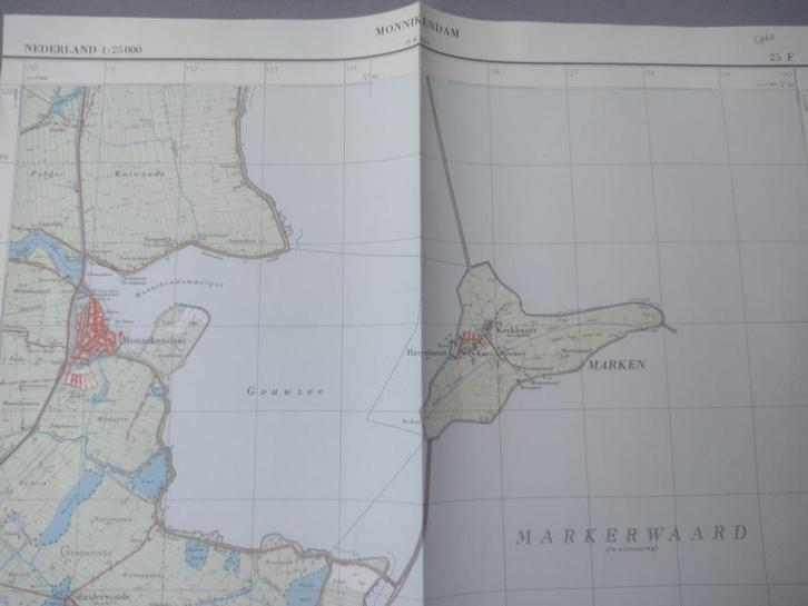 25 F Monnickendam Zuiderwoude Hoogedijk Plattegrond 1960, Antiek en Kunst, Kunst | Litho's en Zeefdrukken, Ophalen of Verzenden