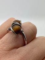 A997 Prachtige zilveren ring tijgeroog steen maat 19, Sieraden, Tassen en Uiterlijk, Ringen, 19 tot 20, Ophalen of Verzenden, X