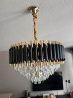 Goud Zwarte Kroonluchter Stijlvol Klassiek, Huis en Inrichting, Lampen | Kroonluchters, Ophalen, Zo goed als nieuw, Glas