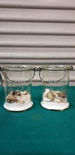 Siervazen met zand en schelpen 2 stuks, Huis en Inrichting, Woonaccessoires | Vazen, Ophalen of Verzenden, 'T Olde Gre-j, Info@toldegrej.nl