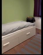 Eenpersoonsbed IKEA Brimnes incl lattenbodem, Ophalen, 90 cm, Eenpersoons, Wit