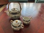 Theepot, suikerpot en melkkannetje pauw Japans porselein, Antiek en Kunst, Antiek | Porselein, Ophalen of Verzenden