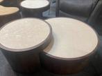 Salontafel set hazel bkeuze mango travertin hoge korting, Ophalen, Rond, Nieuw, 50 tot 100 cm