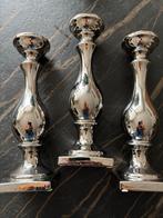 Set van 3 zilverkleurige kandelaars, Ophalen, 25 tot 50 cm, Zo goed als nieuw, Metaal