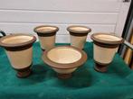 bloempotten bruin creme vijf stuks, Tuin en Terras, Bloempotten, Ophalen of Verzenden, 'T Olde Gre-j, Info@toldegrej.nl, Endepoelstraat 20f Didam