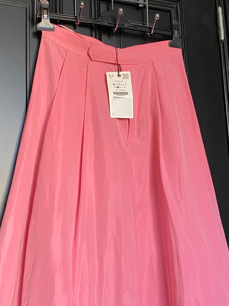 Zara A-lijn roze midi rok prinsessenstijl met plooien, Nieuw, Ophalen of Verzenden, Roze, Maat 36 (S)