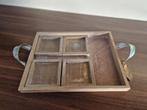 houten dienblad met metalen grepen , 30 x 23,5 cm, Verzenden, Zo goed als nieuw, Rechthoekig, Hout
