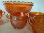 Carnival glas punch bowl met kopjes, Ophalen of Verzenden, Zo goed als nieuw, Glas, Overige stijlen
