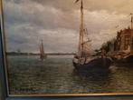 Nu aanbieding: F.L. Corsius - Prachtig Schilderij Havenzicht, Antiek en Kunst, Ophalen