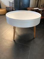 Bijzettafel salontafel rond met bergruimte, Ophalen, Overige materialen, Gebruikt, 50 tot 100 cm