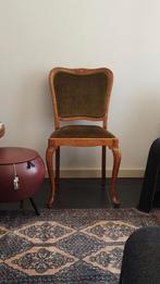 Romantisch antiek stoeltje met moskleurige stoffering, Ophalen, Hout, Gebruikt, Barok