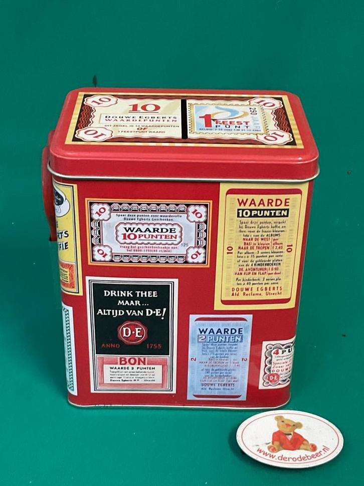 D.E. punten verzamelblik incl. punten, Verzamelen, Blikken, Zo goed als nieuw, Overige, Douwe Egberts, Ophalen of Verzenden