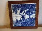 Wandtegel, tegel Delftsblauw met molen in landschap, Ophalen of Verzenden