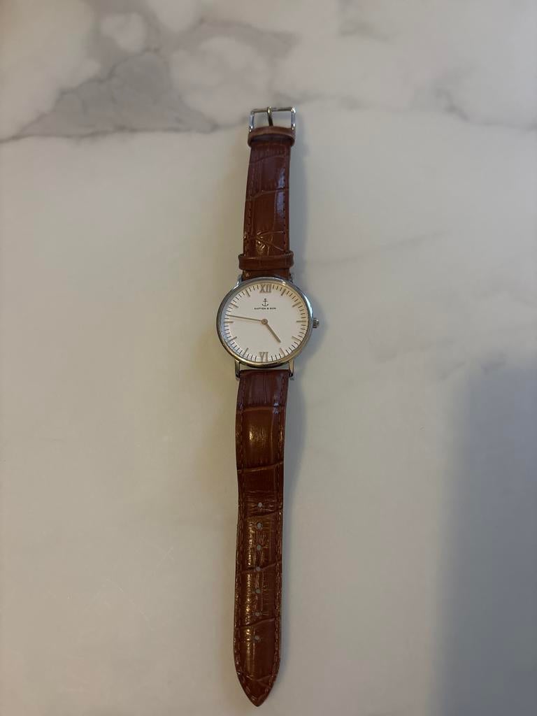 Kapten & Son Horloge Bruin Leer, Overige merken, Leer, Staal, Polshorloge