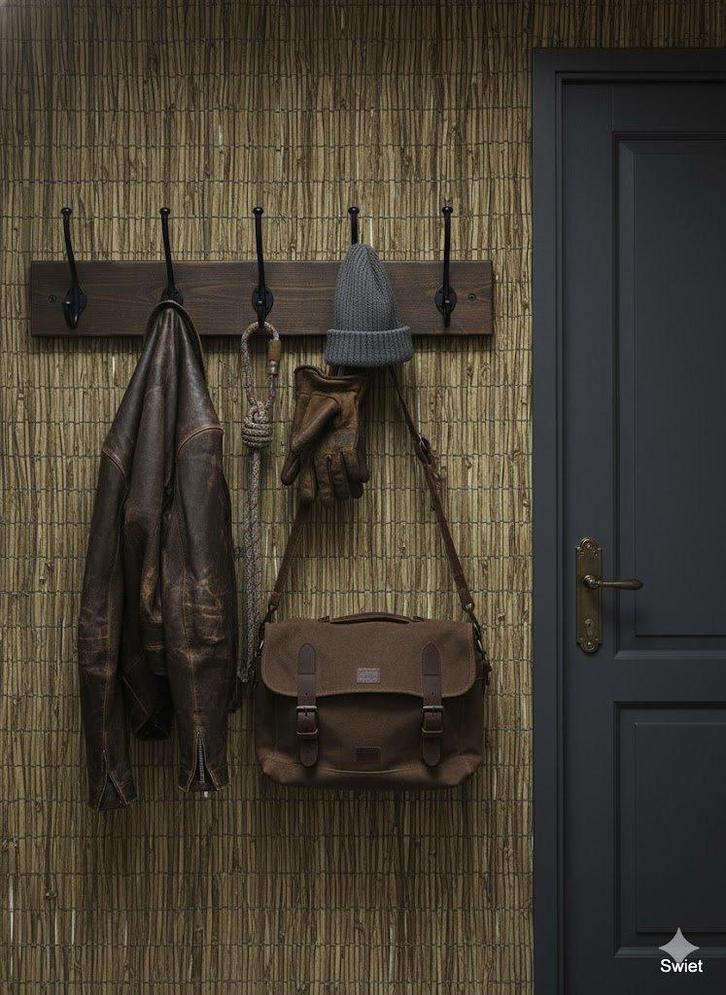 14287 bamboe look vintage behang naturel bruintinten swiet  , Huis en Inrichting, Stoffering | Behang, Bruin, Ophalen of Verzenden