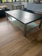 Houten Salontafel en bijzettafel met Glazen Onderblad, Ophalen, Gebruikt, 100 tot 150 cm, 50 tot 100 cm