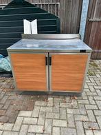 RVS Werktafel met opbergruimte., Tuin en Terras, Ophalen of Verzenden, Gebruikt
