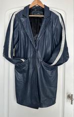 Transmission, halflange leren jas , blauw / witte bies , xl, Blauw, Transmission, Maat 42/44 (L), Ophalen of Verzenden