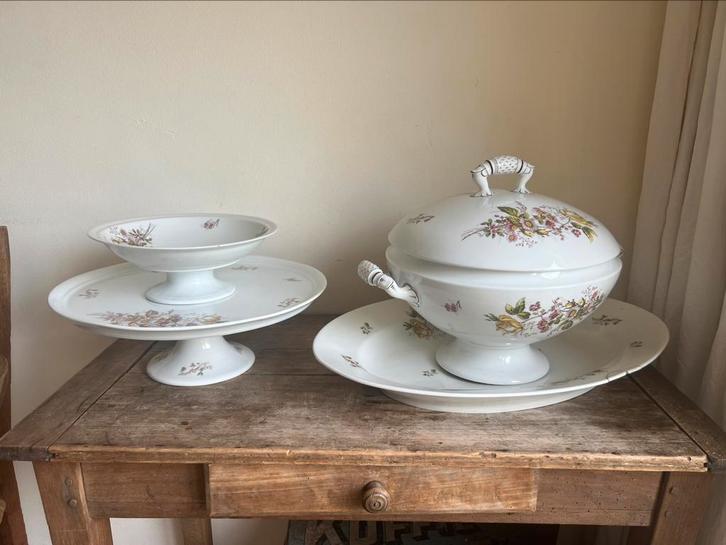 Antieke onderdelen servies, terrine, taartschaal, Antiek en Kunst, Antiek | Servies los, Ophalen