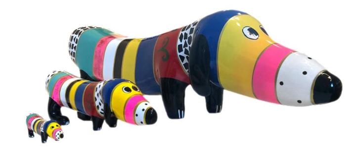 Niloc Pagen Kleurrijk beeld Hot Dog Fantasy, Antiek en Kunst, Kunst | Designobjecten, Ophalen of Verzenden