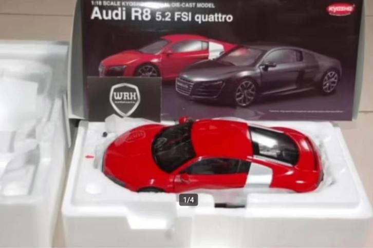 1:18 AUDI R8 5.2 V10 COUPE rood Kyosho diecast in doos WRH, Hobby en Vrije tijd, Modelauto's | 1:18, Zo goed als nieuw, Auto, Autoart