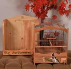 Unieke handgemaakte zangkooi met schildering – met opvangbak, Ophalen of Verzenden, Hout, Overige typen