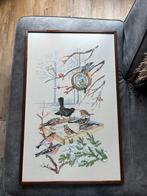 Groot borduurwerk vogels in de winter, Overige materialen, Minder dan 50 cm, 50 tot 75 cm, Ophalen of Verzenden