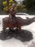 Houten Beeld Waterbuffel met Man, Antiek en Kunst, Ophalen of Verzenden