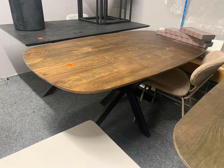 Ovale Deense tafel 180x90 met stalen matrix poot, Huis en Inrichting, Tafels | Eettafels, Nieuw, 50 tot 100 cm, 150 tot 200 cm