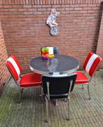 FIFTIES SIXTIES AMERIKAANSE BEL AIR DINER STOELEN MET TAFEL, Ophalen, Overige kleuren, Vier, Metaal