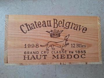 Lege wijnkist van Chateau Belgrave grand cru classé 1998.  beschikbaar voor biedingen