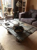 Stoer en Sober Salontafel met bovenzijde oude raamluiken, Gebruikt, 100 tot 150 cm, Minder dan 50 cm, Rechthoekig