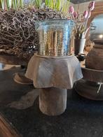 Houten Plateau voor Kaarsen/Decoratie - 22x22x25 cm, Antiek en Kunst, Ophalen of Verzenden