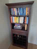 Houten Boekenkast met wijnrek, Huis en Inrichting, Kasten | Boekenkasten, Ophalen, Gebruikt, 50 tot 100 cm, Met lade(s)