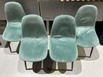 Set van 4 stuks eetkamerstoelen tirquoise velours, Ophalen, Zo goed als nieuw, Stof