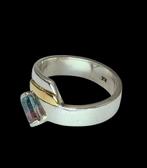 Prachtige Design Ring zilver & goud Toermalijn steen, Verzenden, ., Toermalijn, Zo goed als nieuw
