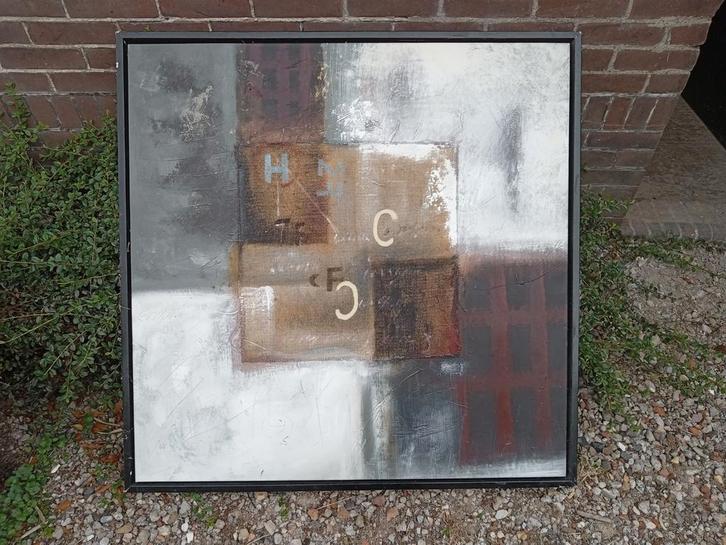 Abstract Schilderij met Zwart Frame., Antiek en Kunst, Kunst | Schilderijen | Abstract, Ophalen