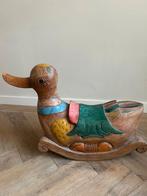 Handgemaakte massief houten schommel eend, Ophalen, Zo goed als nieuw