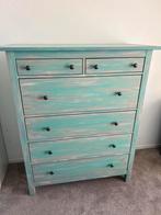 Ikea Hemnes Ladekast, professionell blauw geschildert, Ophalen, 5 laden of meer, Zo goed als nieuw, Minder dan 100 cm