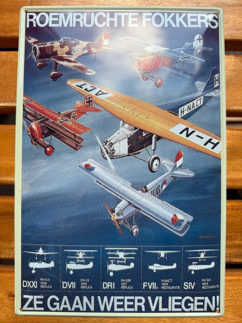 Roemruchte Fokkers Emaille Reclamebord Vintage, Antiek en Kunst, Antiek | Emaille, Ophalen of Verzenden