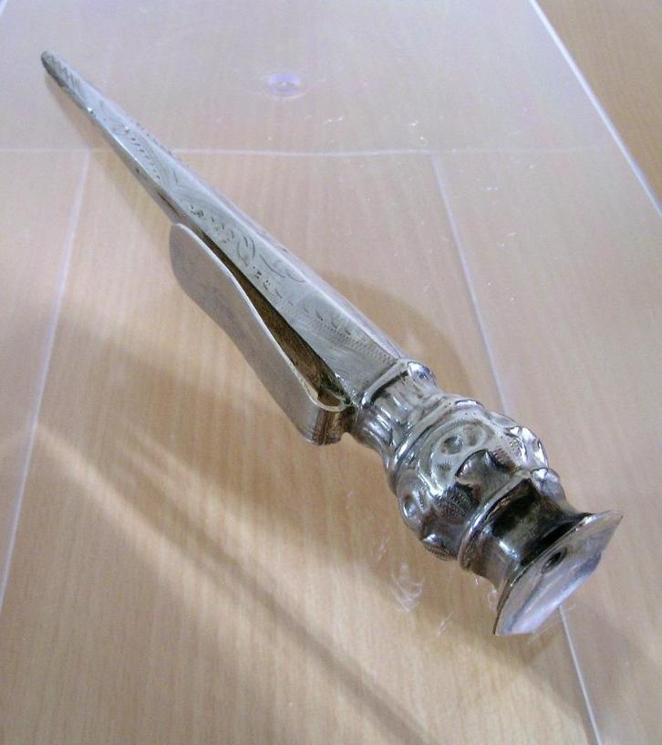 Zilver breipendop/breinaald dop/breidop 6-kant 14cm (3), Antiek en Kunst, Antiek | Goud en Zilver, Zilver, Ophalen of Verzenden