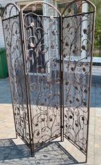 Metalen kamerscherm met vitrage - fraai bewerkt, Ophalen, Gebruikt, IJzer, 150 tot 200 cm