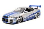 Nissan Skyline R34 GTR modelauto 2 Fast 2 Furious 1:24, Hobby en Vrije tijd, Modelauto's | 1:24, Nieuw, Jada, Ophalen of Verzenden