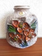 Vintage Carstens vaas grijs met oranje bloemen, Huis en Inrichting, Woonaccessoires | Vazen, Overige materialen, Gebruikt, Oranje