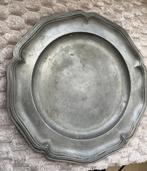 Antiek Tinnen Bord met Golvende Rand 27cm Vintage Decoratie, Antiek en Kunst, Antiek | Tin, Ophalen of Verzenden