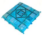 GEVRAAGD: Indiase/oosterse/Ibiza stijl/boho blauwe kussens, Ophalen of Verzenden, Zo goed als nieuw, Blauw, Vierkant