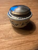 Delfts blauw potje met zilveren deksel, Ophalen of Verzenden