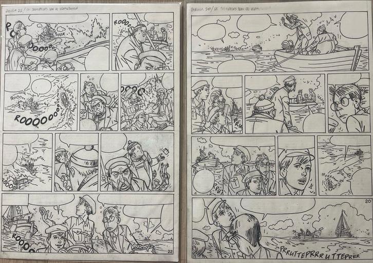 Dick Matena - Schippers vd Kameleon 2 ORIGINELE Tekeningen, Boeken, Stripboeken, Zo goed als nieuw, Eén stripboek, Ophalen of Verzenden